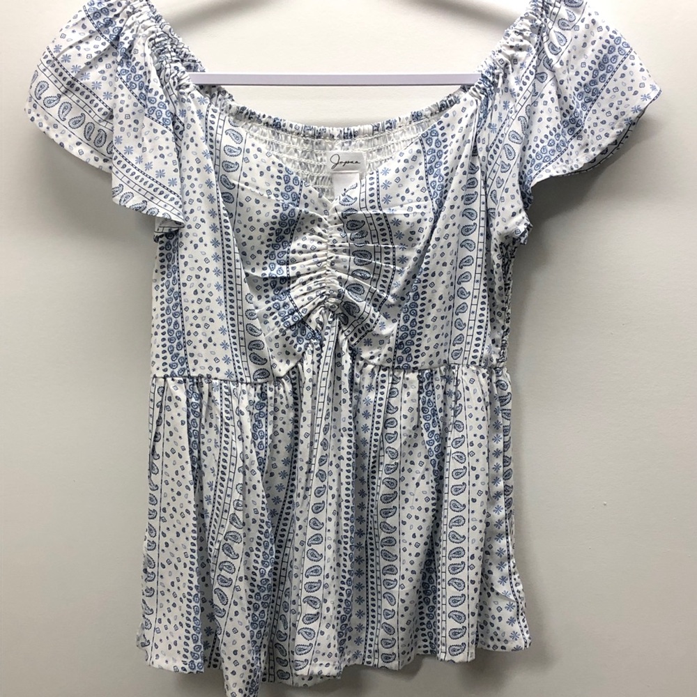 Japna Cream & Blue Top Size M